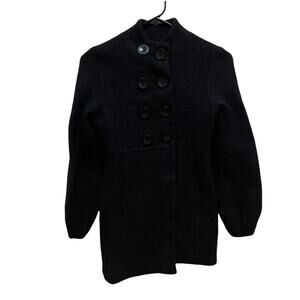 INC International Concepts Black 100% wool double breasted short coat medium